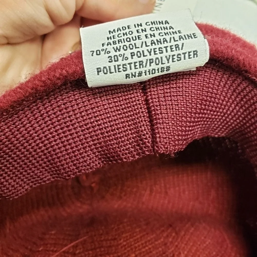 Nine West Womens Hat Cap 70% Wool 30% Polyester Maroon Cranberry New - Picture 9 of 9